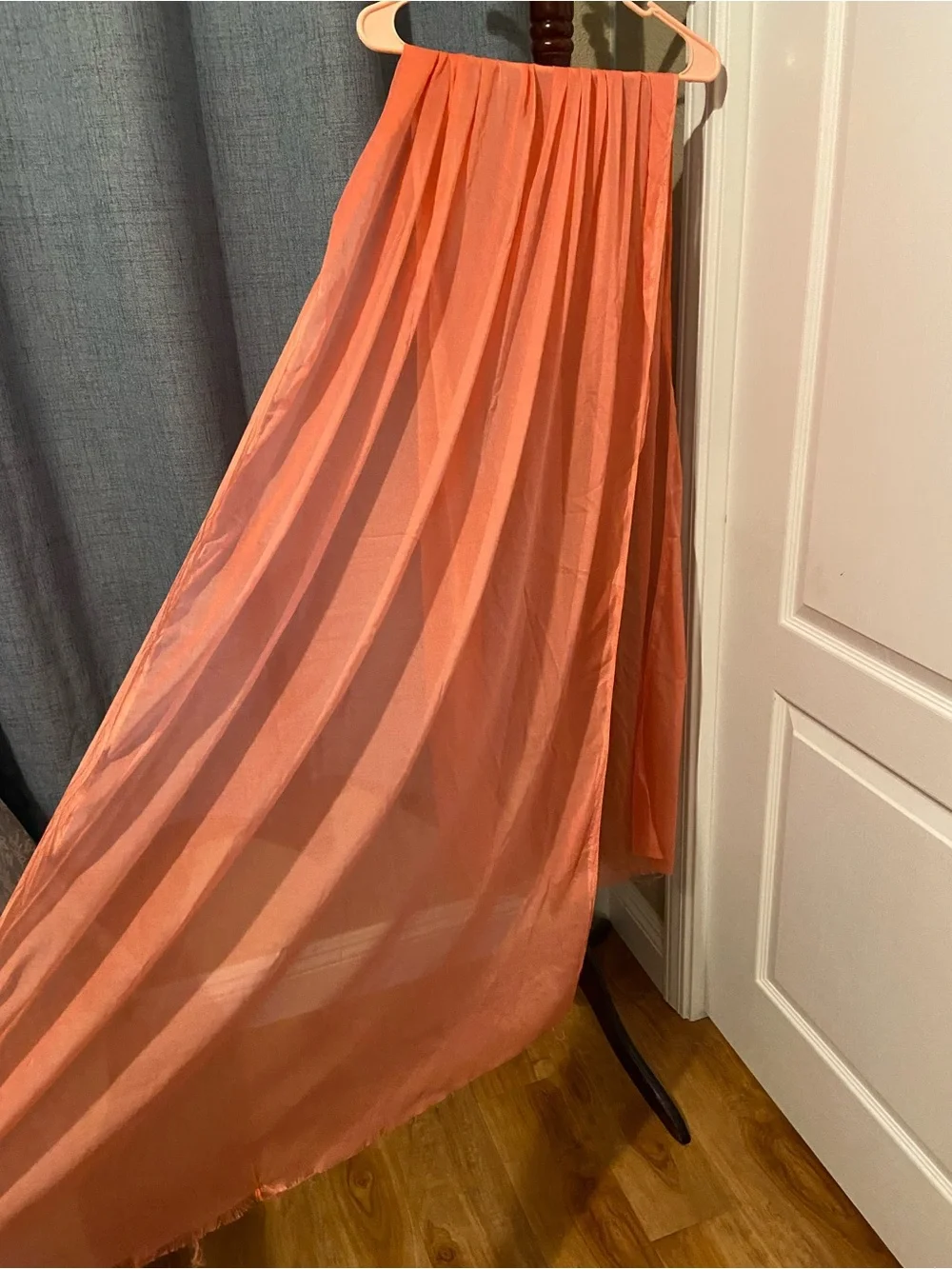 Indian Women's Salmon Sheer Long Scarf Dupatta Shawl Veil Wrap Raw Hem Stole